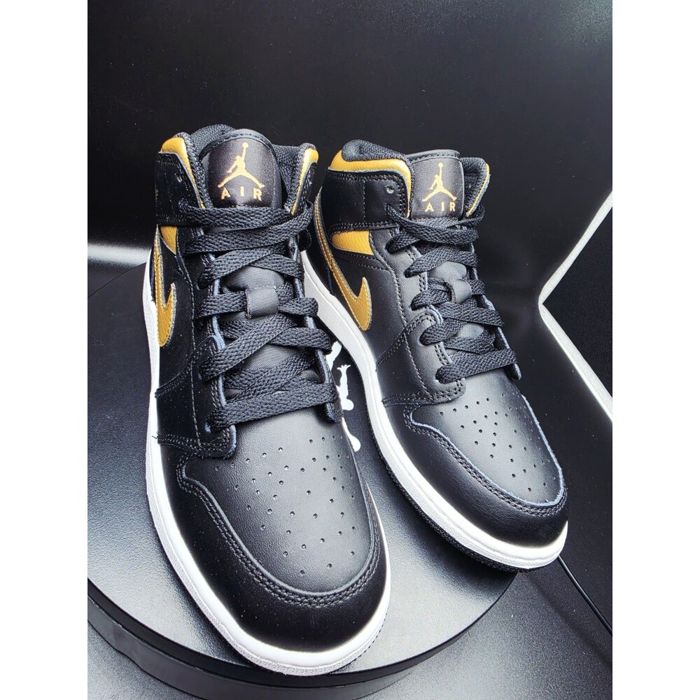 Jordan Air Jordan 1 Mid (GS) Kids Sneakers Black/Gold DQ842-US 7.5 WOMEN/6 YOUTH